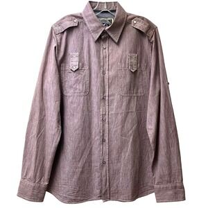 Company 81 Mens Shirt L Pink Long Sleeve Roll Tab Snap Pockets & Shoulder Straps